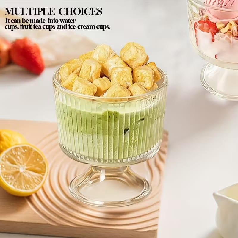 WRINGO 300 ML Ice Cream Glasses Cups Dishes for Desserts, Milkshake,Fruit and Pudding Glass Serving Bowls, Perfect for Home, Restaurants and Parties Dishwasher Safe (Set of 6) (WR-03) - Image 4