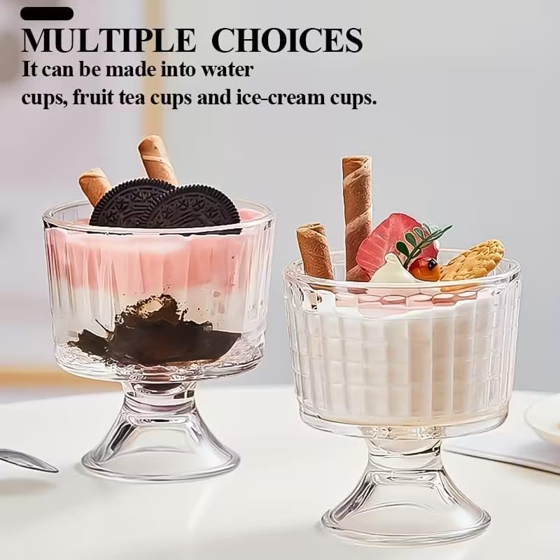 WRINGO 300 ML Ice Cream Glasses Cups Dishes for Desserts, Milkshake,Fruit and Pudding Glass Serving Bowls, Perfect for Home, Restaurants and Parties Dishwasher Safe (Set of 6) (WR-03) - Image 2