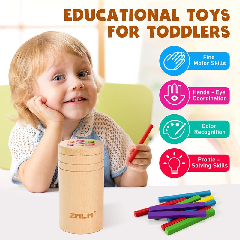 ZMLM Wooden Color Sorting Toys for 1 2 3 Year Old: Toddler Educational Toys Preschool Learning Activities, Fine Motor Skills Matching Games Sensory Toys for Toddlers 12 month old Baby Boys Girls Gifts - Image 2