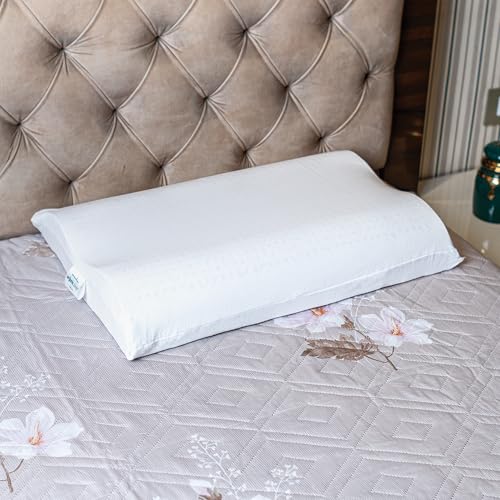 ORGANIC SLEEP Cervical Pillow, Natural Latex, Size 24x16x3/4 Inch, Pack of 1 with Cotton Cover, Orthopaedic Neck Support, Ergonomic Design, Durable Latex Foam Pillow for Neck and Spine Alignment - Image 1