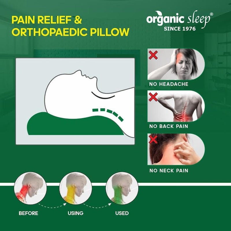 ORGANIC SLEEP Cervical Pillow, Natural Latex, Size 24x16x3/4 Inch, Pack of 1 with Cotton Cover, Orthopaedic Neck Support, Ergonomic Design, Durable Latex Foam Pillow for Neck and Spine Alignment - Image 3