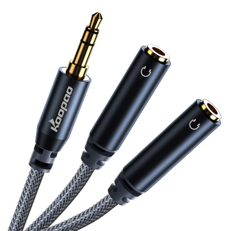 KOOPAO 3.5mm Audio Splitter - Double Headphone Jack Adapter 1 Male to 2 Female AUX Stereo Cable - Image 1
