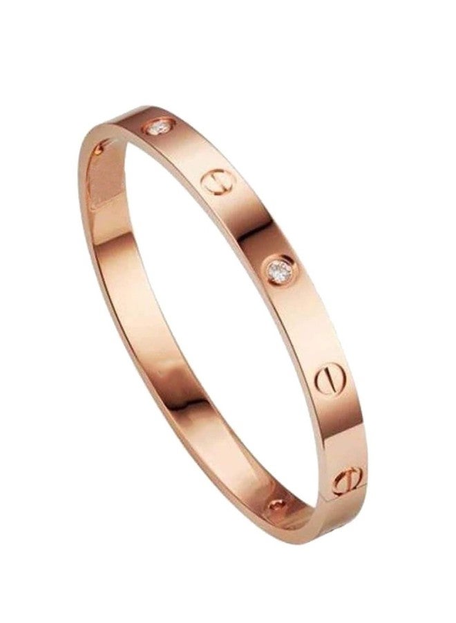 MONKDECOR Allure & Stylish Design Rose Gold Plated Unisex Stone Bracelet for Casual/Wedding/Party Occasion - Image 1