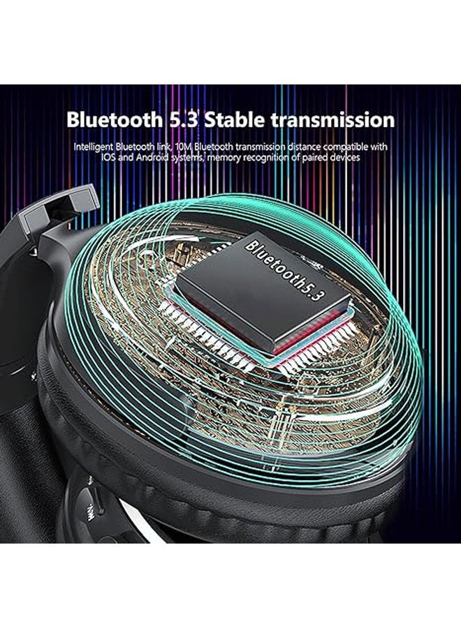 general Game Bluetooth 5.3 wireless headphones, foldable music and sports headphones, built-in microphone, IPX4 waterproof headphones, PC game noise reduction - Image 4