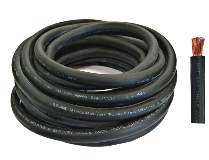 WNI 20 Gauge 10 Feet Black 20 AWG Ultra Flexible Welding Battery Copper Cable Wire  Made in The USA  Car Inverter RV Solar