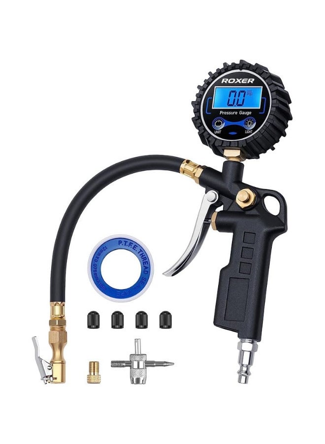 ROXER Digital Tire Pressure Gauge with Inflator, 250 PSI Air Chuck and Compressor Accessories, Heavy-Duty Stainless Steel, Accurate to ±1%, Trucks, Motorcycles, SUVs, bikes, and More - Image 1