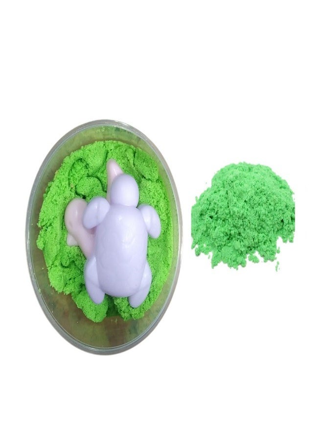 Diy Magic Sand with 2 Animal Moulds - Underwater World Play Dough set Plasticine Color Mud Set Castle Modeling Clay kit DIY Slime Toys (Green)  - Image 1