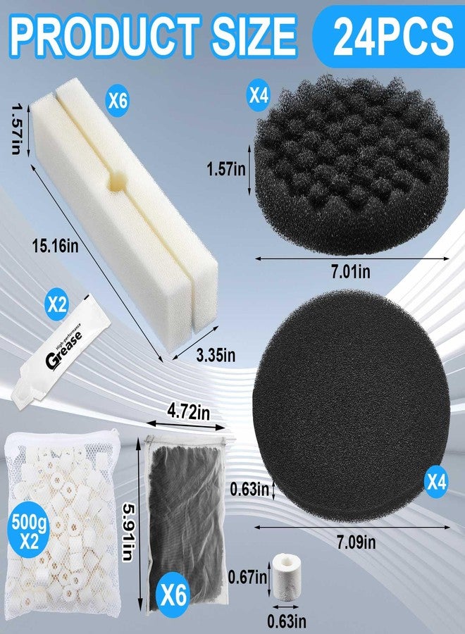 Threlaco 18 Pcs Replacement Filter Media Kit Compatible with Fluval Fx4/fx5/fx6 Aquarium Filters Including Biological-Foam Pads, Biological-Foam Block, Media, Carbon Foam Pad, Silicone Lube - Image 2