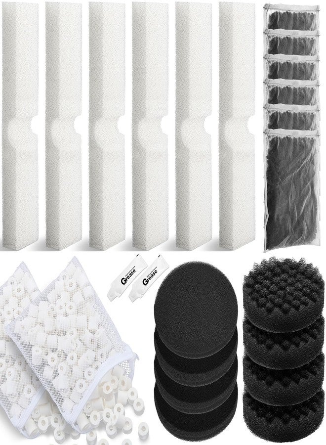 Threlaco 18 Pcs Replacement Filter Media Kit Compatible with Fluval Fx4/fx5/fx6 Aquarium Filters Including Biological-Foam Pads, Biological-Foam Block, Media, Carbon Foam Pad, Silicone Lube - Image 1