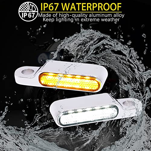 DREAMIZER Universal Motorcycle Handlebar LED Flowing Water Turn Signal Mini Blinkers Front Running light Compatible with Harley Honda Yamaha Kawasaki Cafe Racer Cruiser Street Bikes (Chrome) - Image 4