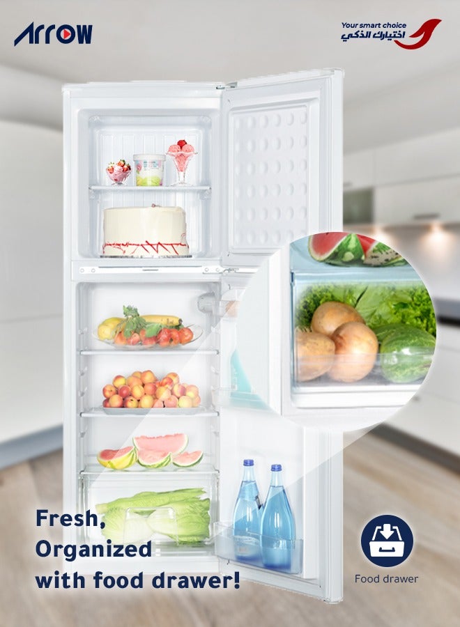 Arrow 138 LTR DOUBLE DOOR REFRIGERATOR DEFROST, 4.9 CU.FT|Energy Efficiency Class A | Energy Saving, Glass Shelf, Interior Lamp, Extra Space and Long Lasting Freshness, | 7 years Compressor warranty | White color | Model Name: RO2-220L - Image 4