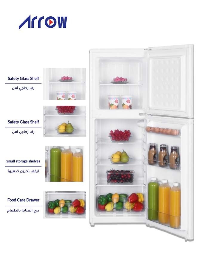 Arrow 138 LTR DOUBLE DOOR REFRIGERATOR DEFROST, 4.9 CU.FT|Energy Efficiency Class A | Energy Saving, Glass Shelf, Interior Lamp, Extra Space and Long Lasting Freshness, | 7 years Compressor warranty | White color | Model Name: RO2-220L - Image 3