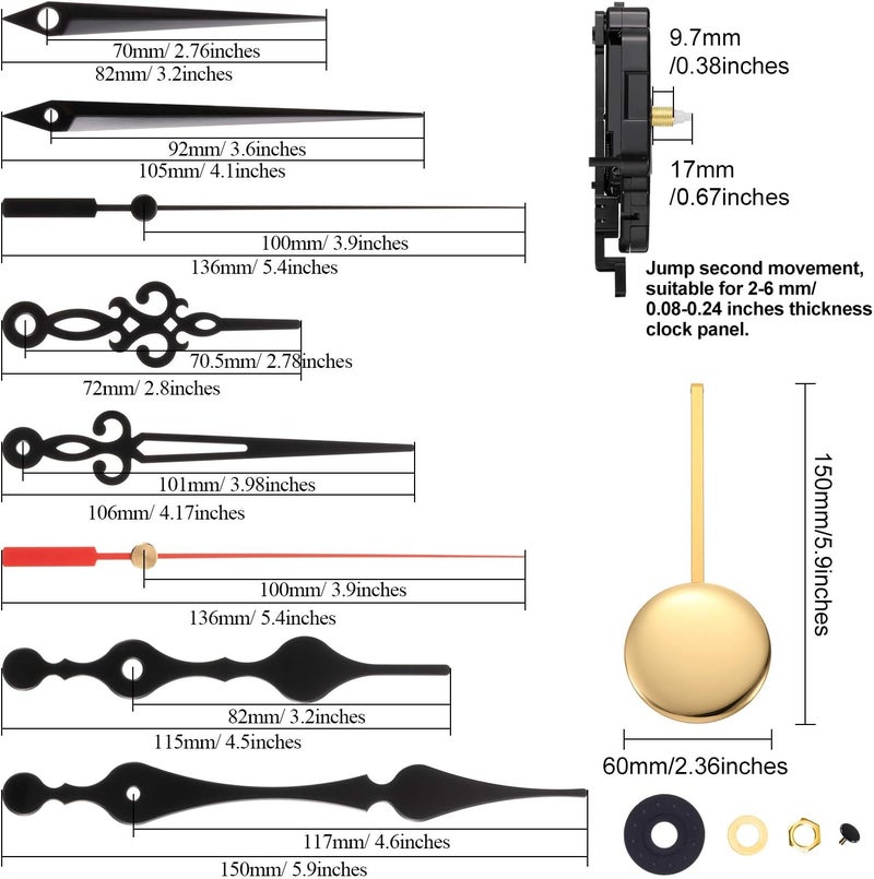 Hicarer Quartz Pendulum Trigger Clock Movement Chime Westminster Melody Mechanism Clock Kit with 3 Pairs of Hands  - Image 2