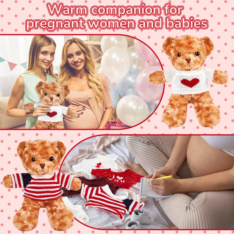 Junkin 5 Pcs Doll Clothes Bear Clothes Cute Stuffed Animal Clothing Accessories Cotton Plush Toy Clothes Bear Sweater Outfit Fit Most 14 - 18 Inch Bears Animal Plush Dolls Valentine's Day Gifts - Image 5