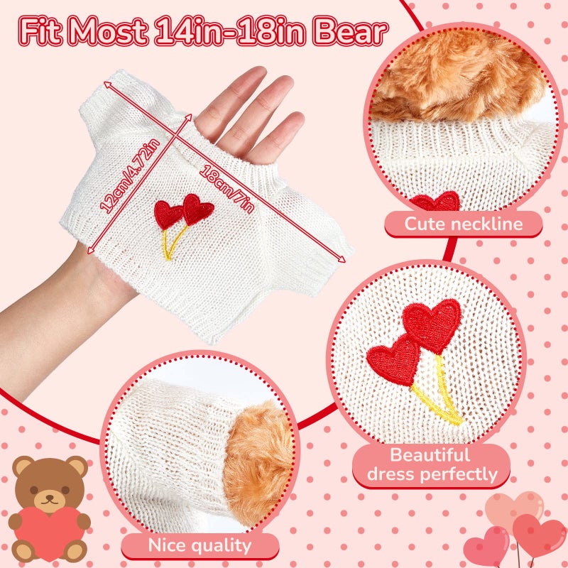 Junkin 5 Pcs Doll Clothes Bear Clothes Cute Stuffed Animal Clothing Accessories Cotton Plush Toy Clothes Bear Sweater Outfit Fit Most 14 - 18 Inch Bears Animal Plush Dolls Valentine's Day Gifts - Image 2