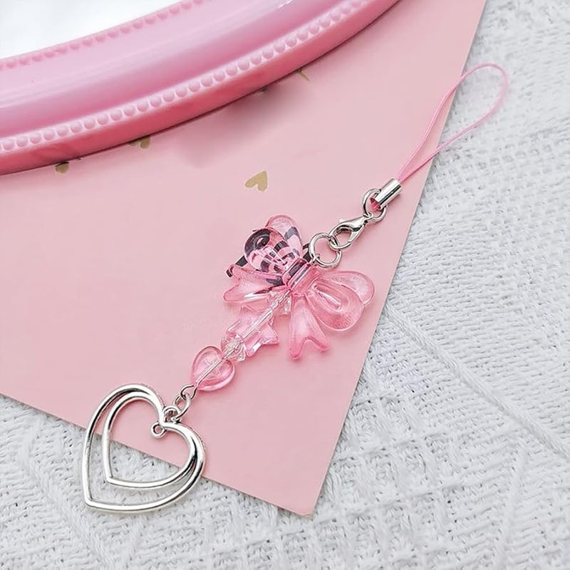 GSHLLO 3 Pcs Butterfly Phone Charms Lanyard Heart Pendant for Phone Case Bag Keychain - Image 3