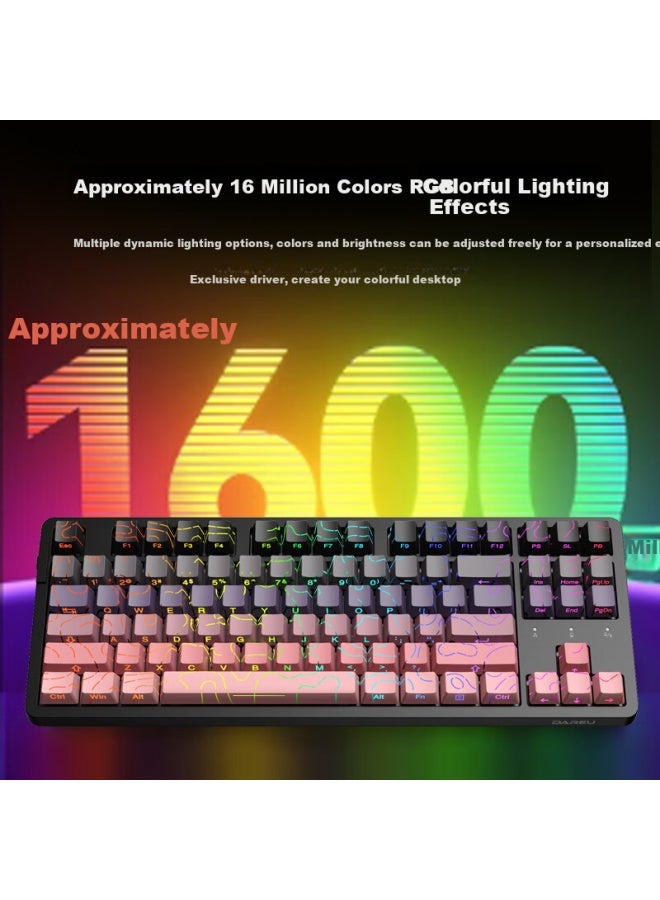 Daryo Dareu Ek87pro Mechanical Keyboard Wired/wireless/bluetooth Three Modes Gaming Keyboard Customizable Hot-swappable Gasket Structure Blackberry Red High-line - Peach Cappuccino Axis - Image 3
