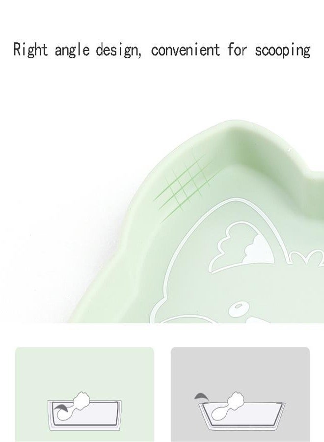 Green little fox children's silicone dining plate with sucker - Image 3