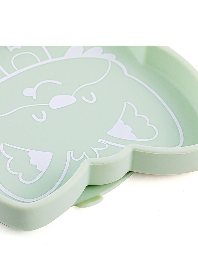 Green little fox children's silicone dining plate with sucker - Image 2