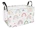 QUEENLALA Rectangular laundry basket with handlesRoom decor Nursery decorHamper for nurseryKids Foldable Nursery Laundry Basket for OrganizingRecRainbow - Image 2