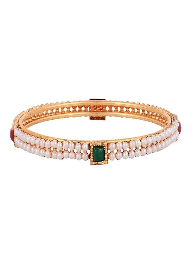 YouBella Traditional Gold Plated Pearl Bangles for Women (2.4) - Image 3