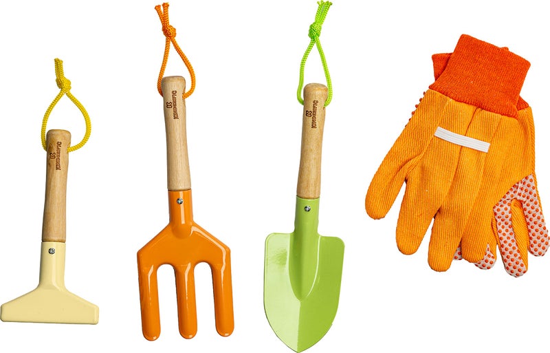Kinderific Gardening Set Tool Kit for Kids STEM Includes Tote Bag Spade Watering Can Rake Fork Trowel and Gloves Sunshine - Image 3