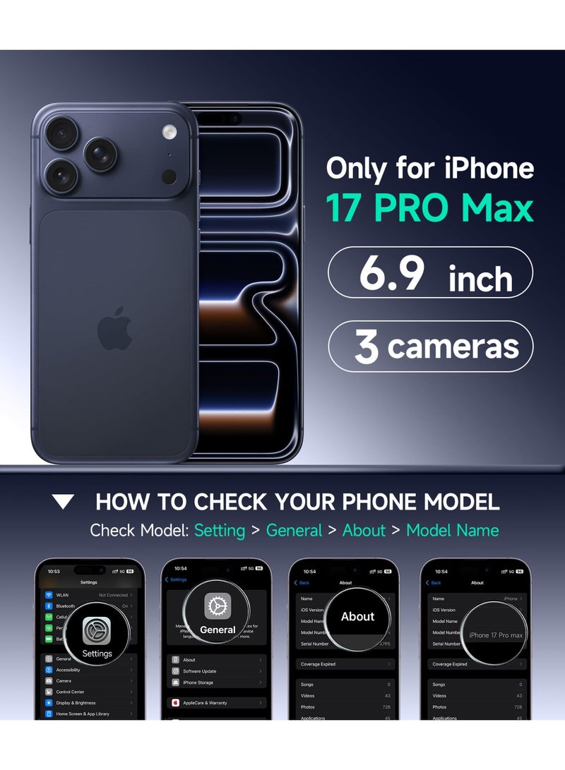 جولبينبوكس غطاء لهاتف آيفون 17 برو ماكس مع حافظة بطاقات وحامل متوافق مع ماج سيف • التحكم بالكاميرا • حماية كاملة للكاميرا جراب بمحفظة بطاقات ومتين ومضاد للصدمات لهاتف 17 برو ماكس مقاس ‎6.9‎ بوصة، باللون الأسود - Image 2