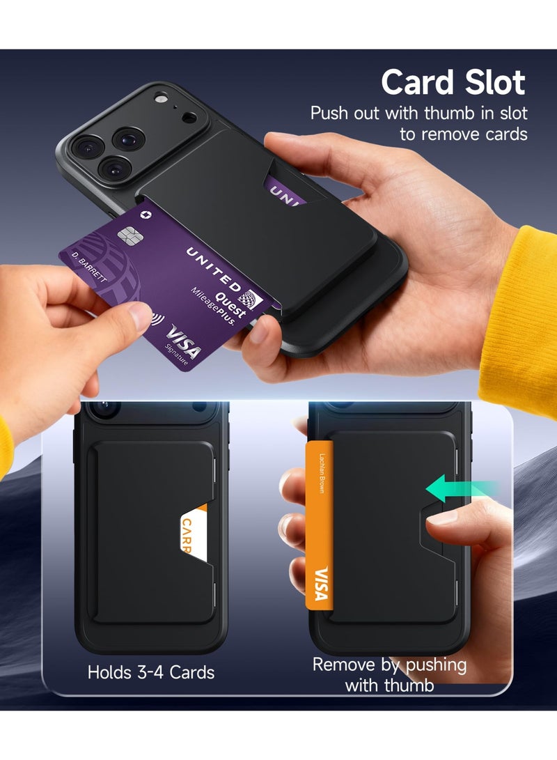جولبينبوكس غطاء لهاتف آيفون 17 برو ماكس مع حافظة بطاقات وحامل متوافق مع ماج سيف • التحكم بالكاميرا • حماية كاملة للكاميرا جراب بمحفظة بطاقات ومتين ومضاد للصدمات لهاتف 17 برو ماكس مقاس ‎6.9‎ بوصة، باللون الأسود - Image 5
