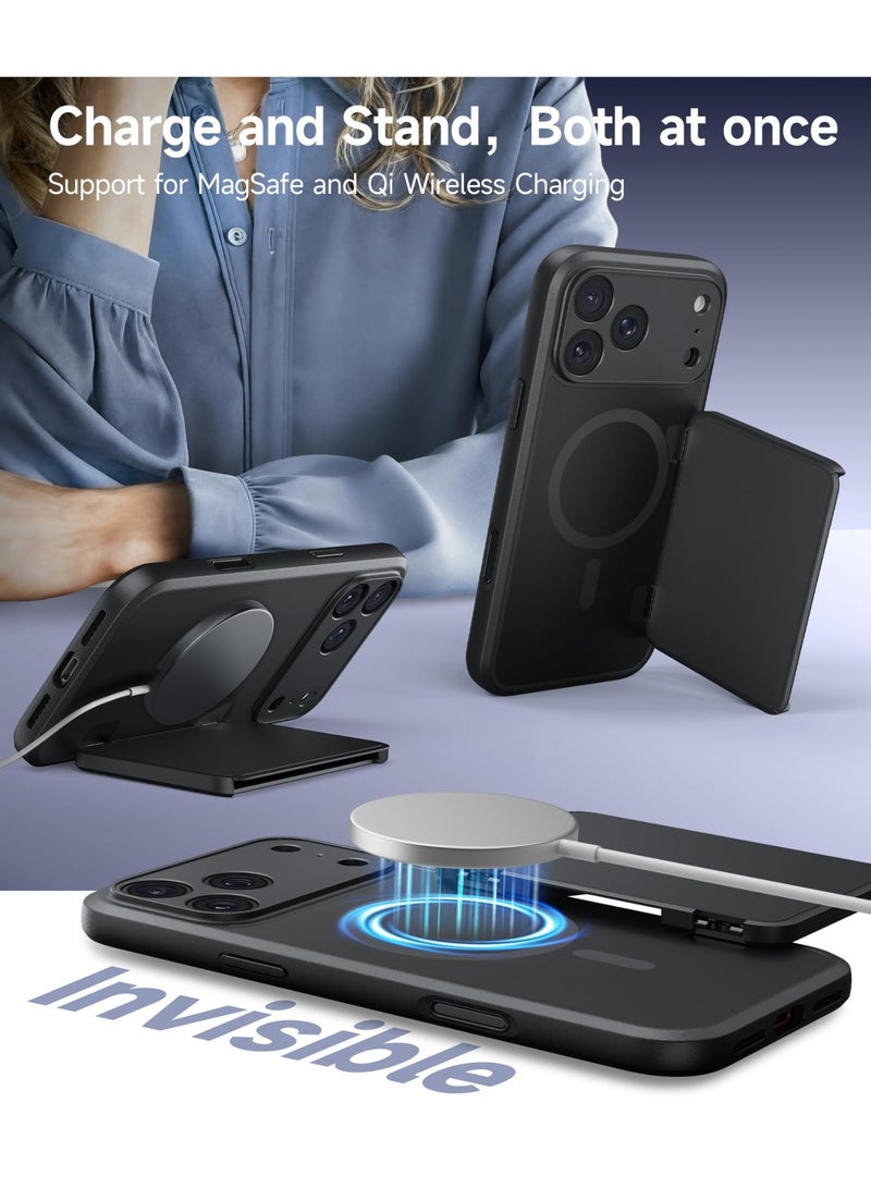 جولبينبوكس غطاء لهاتف آيفون 17 برو ماكس مع حافظة بطاقات وحامل متوافق مع ماج سيف • التحكم بالكاميرا • حماية كاملة للكاميرا جراب بمحفظة بطاقات ومتين ومضاد للصدمات لهاتف 17 برو ماكس مقاس ‎6.9‎ بوصة، باللون الأسود - Image 4