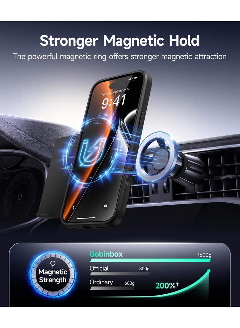 جولبينبوكس غطاء لهاتف آيفون 17 برو ماكس مع حافظة بطاقات وحامل متوافق مع ماج سيف • التحكم بالكاميرا • حماية كاملة للكاميرا جراب بمحفظة بطاقات ومتين ومضاد للصدمات لهاتف 17 برو ماكس مقاس ‎6.9‎ بوصة، باللون الأسود - Image 3