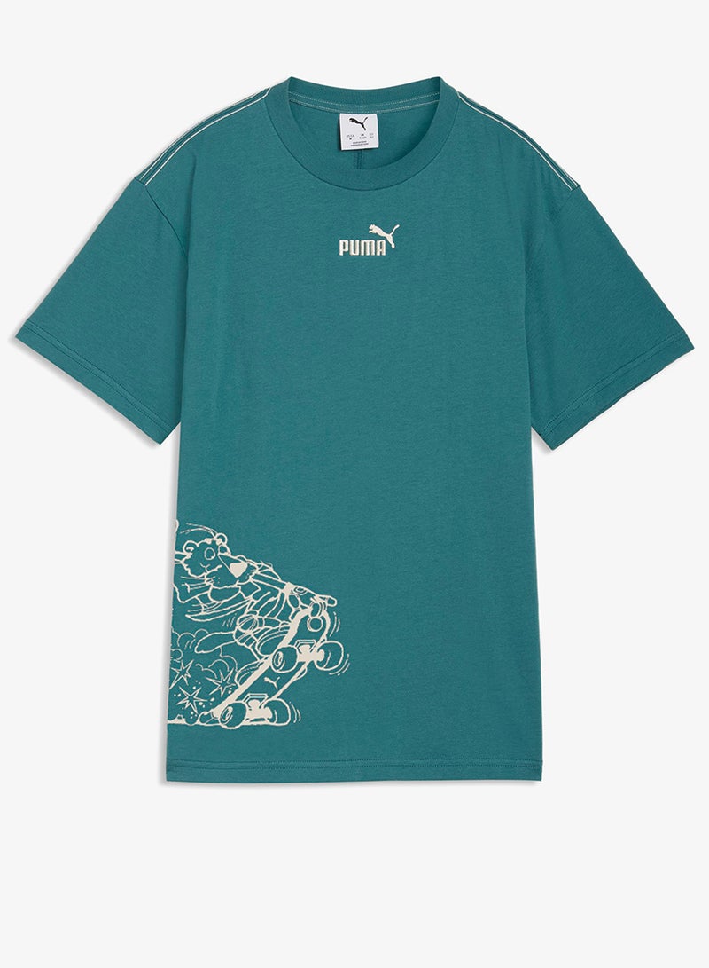 بوما تيشيرت برسومات شبابي مريح بتصميم التسعينات - Image 1