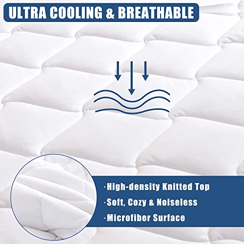 JamRest Twin XL Size Quilted Fitted Mattress Pad, Waterproof Breathable Cooling Mattress Protector, Stretches up to 21 Inches Deep Pocket Hollow Cotton Alternative Filling Noiseless Mattress Cover - Image 3