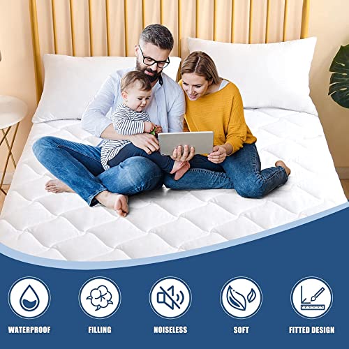 JamRest Twin XL Size Quilted Fitted Mattress Pad, Waterproof Breathable Cooling Mattress Protector, Stretches up to 21 Inches Deep Pocket Hollow Cotton Alternative Filling Noiseless Mattress Cover - Image 5