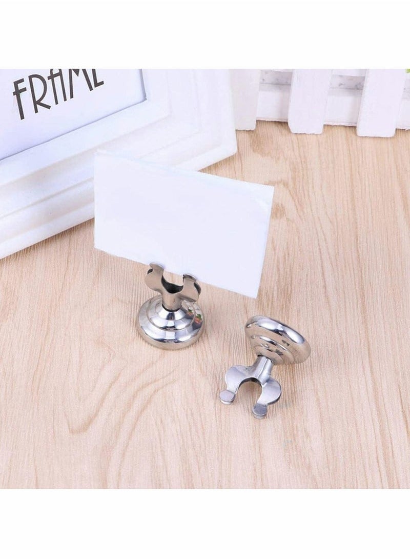 Place Card Holder, 6Pcs Paper Menu Stand, Table Number Holder Table, Memo Holder Clip, Photo Holder for Wedding Party Decorations, Food labels for Party Buffet, Stainless Steel (Silver) - Image 5