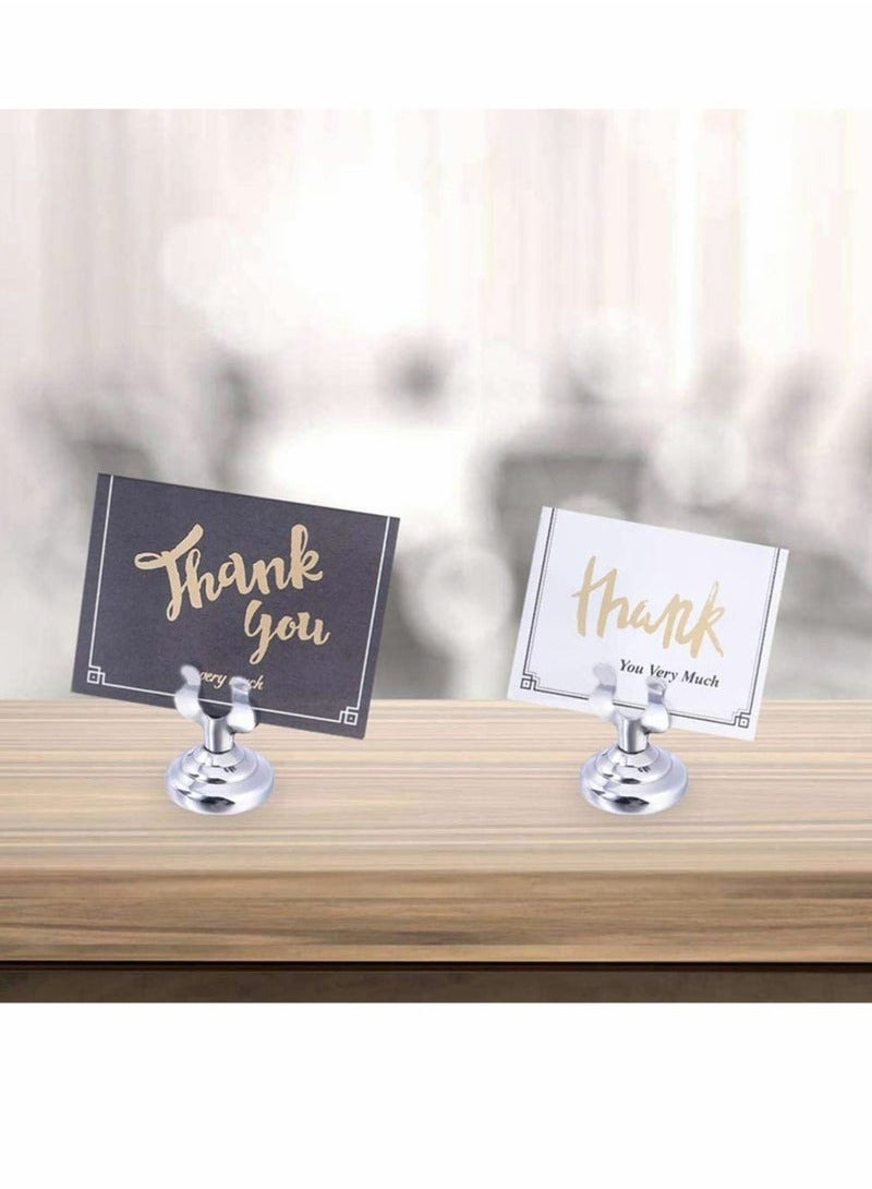 Place Card Holder, 6Pcs Paper Menu Stand, Table Number Holder Table, Memo Holder Clip, Photo Holder for Wedding Party Decorations, Food labels for Party Buffet, Stainless Steel (Silver) - Image 2