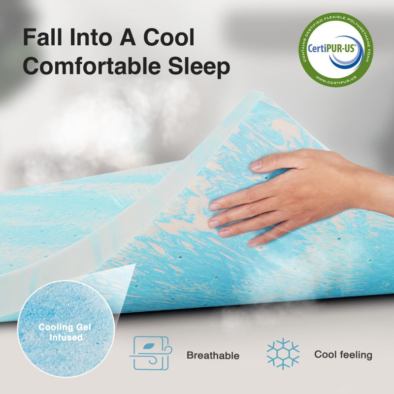 Novilla Memory Foam Mattress Topper California King - 2 Inch Cooling Gel Infused Memory Foam | Slow-Rebound Pressure Relief | CertiPUR Certified | Comfort for Sleeper Sofa, RV, Camper, Dorm Room - Image 2