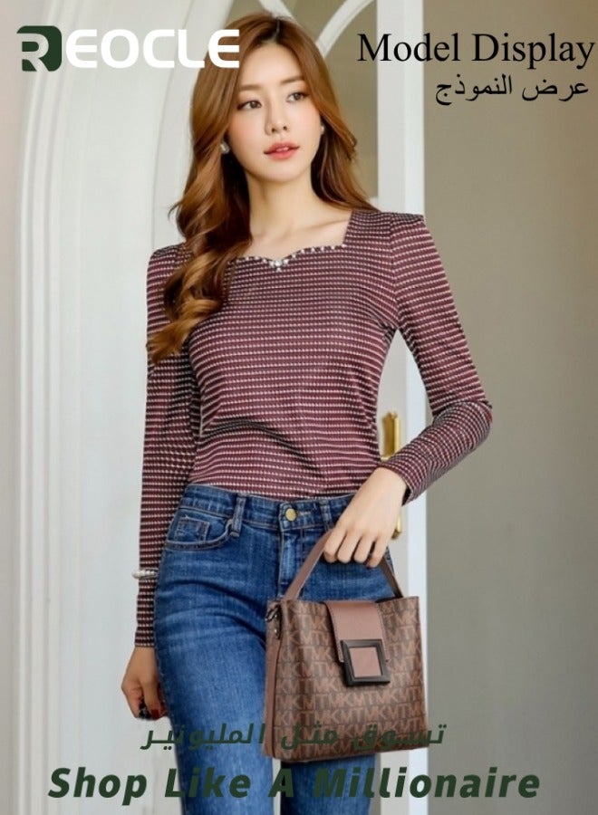 ريوكل حقائب يد نسائية حقائب يد جلدية نباتية حقيبة يد كاجوال مزيفة كلاسيكية عتيقة حقيبة كتف بسيطة بمقبض علوي - Image 3