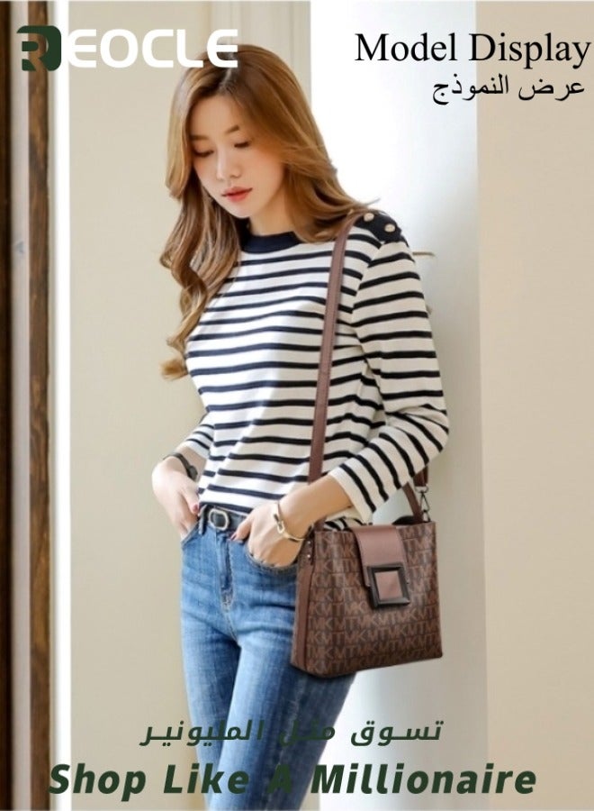 ريوكل حقائب يد نسائية حقائب يد جلدية نباتية حقيبة يد كاجوال مزيفة كلاسيكية عتيقة حقيبة كتف بسيطة بمقبض علوي - Image 2