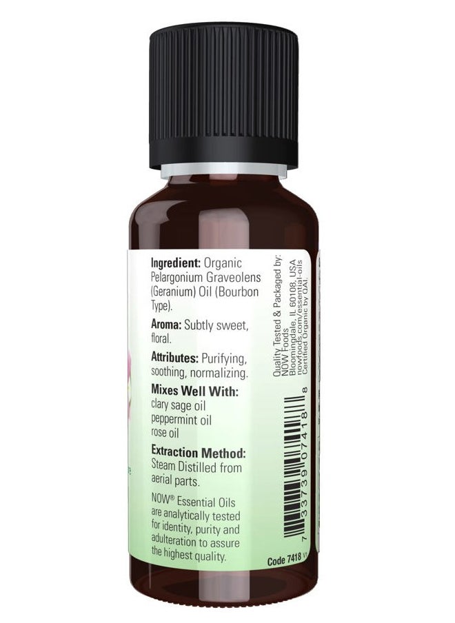 now NOW Essential Oils, Geranium Oil, Certified Organic, Soothing Aromatherapy Scent, Steam Distilled, 100% Pure, Child Resistant Cap, 1-Ounce  - Image 2