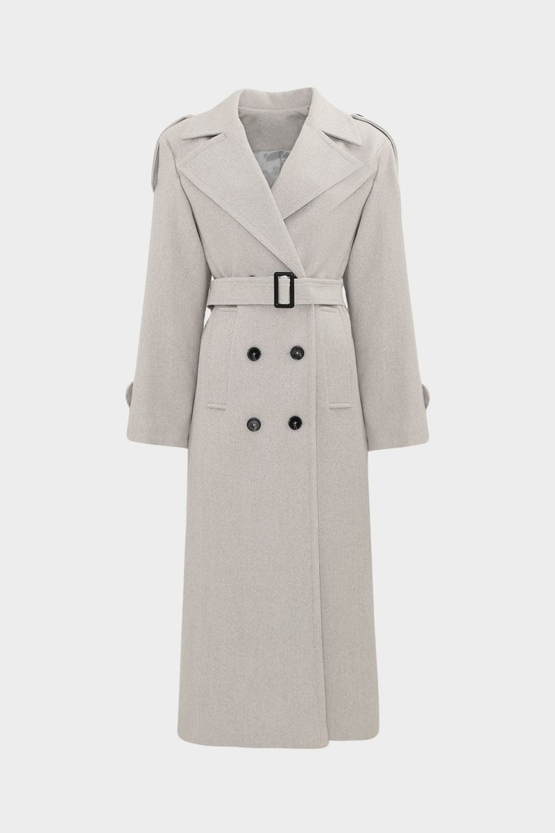 Açelya Okcu AÇELYAOKCU Lapel Premium Epaulette Detailed Double Breasted Slim Fit Women's Wool Coat  - Image 1