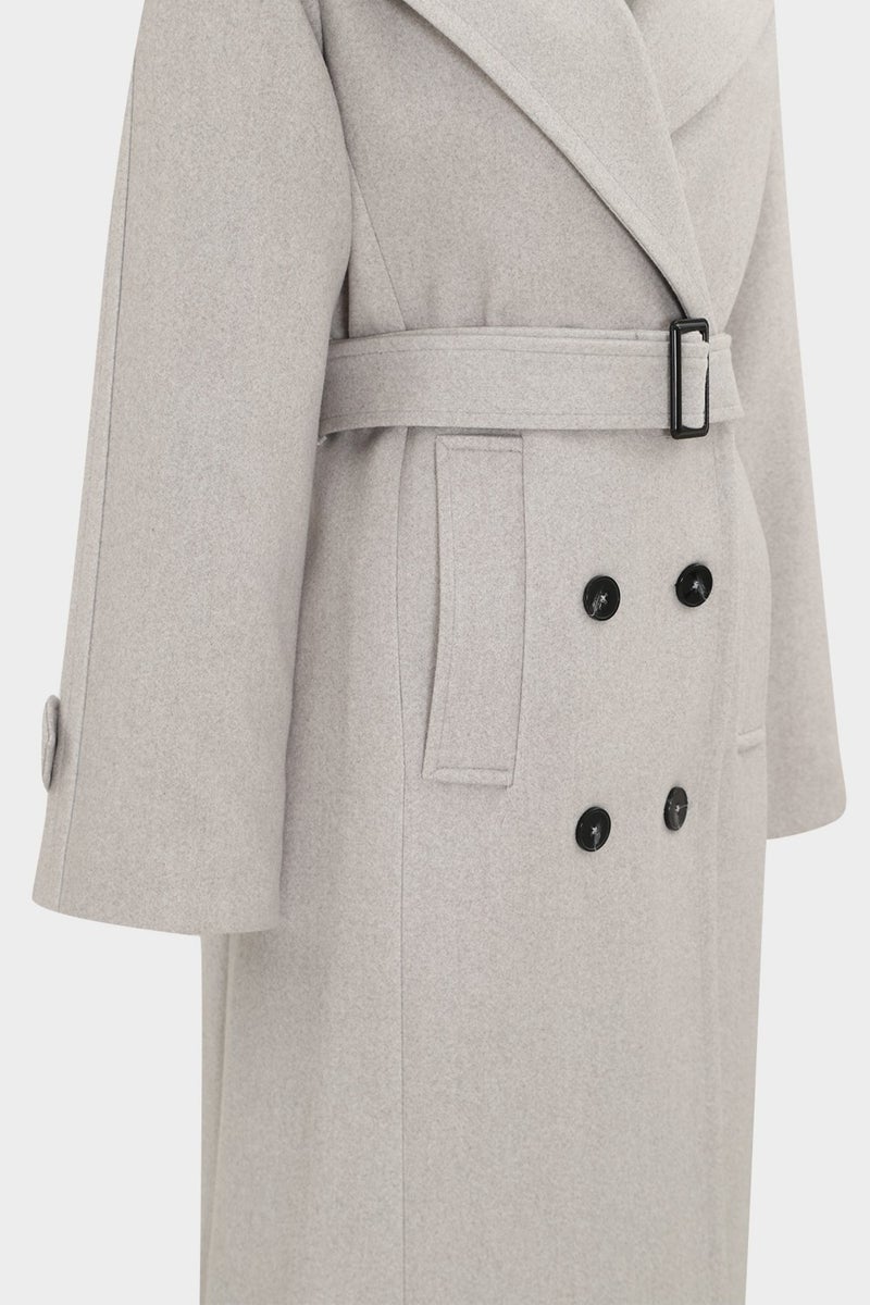 Açelya Okcu AÇELYAOKCU Lapel Premium Epaulette Detailed Double Breasted Slim Fit Women's Wool Coat  - Image 2