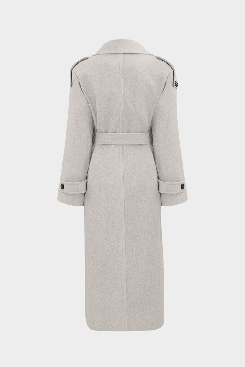 Açelya Okcu AÇELYAOKCU Lapel Premium Epaulette Detailed Double Breasted Slim Fit Women's Wool Coat  - Image 3