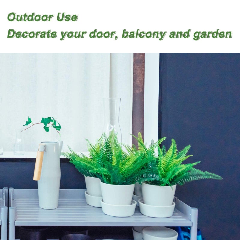 Coreland 8 Pcs Fake Plants Outdoors - Ferns Artificial Plants for Outdoor Ferns Lifelike Boston Faux Fern Stems Indoor UV Resistant Outdoor Plants Artificial for Porch Greenery Decor - Image 4
