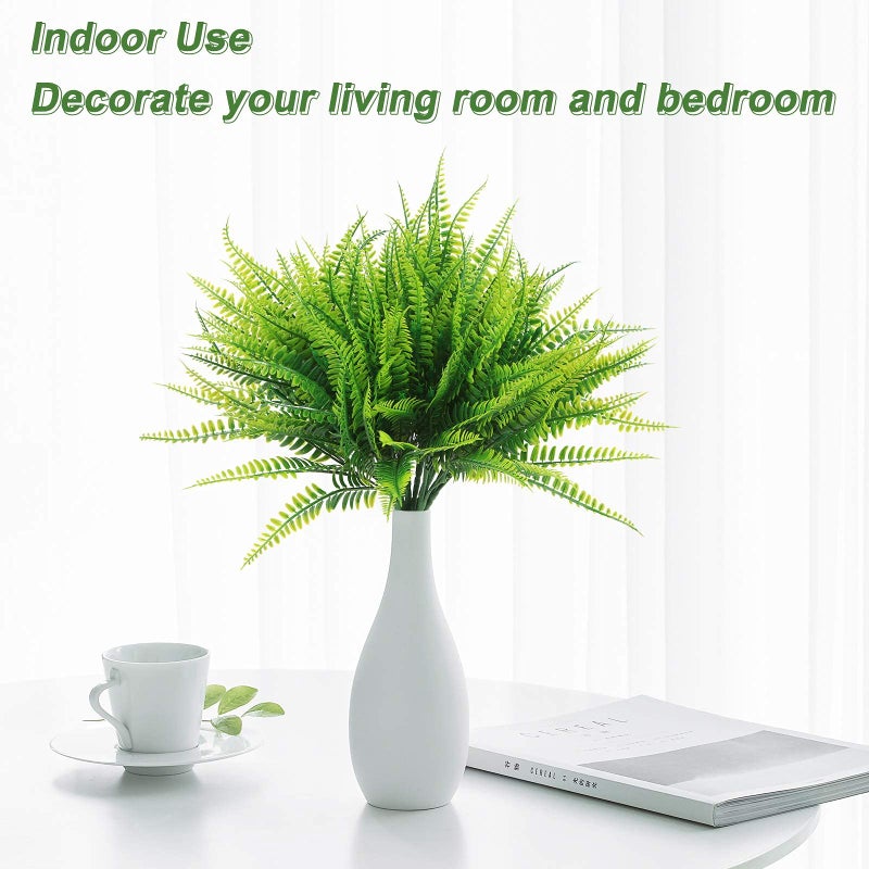 Coreland 8 Pcs Fake Plants Outdoors - Ferns Artificial Plants for Outdoor Ferns Lifelike Boston Faux Fern Stems Indoor UV Resistant Outdoor Plants Artificial for Porch Greenery Decor - Image 3