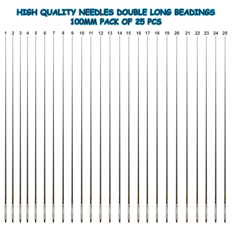 Domick Extra Long Beading Needles for Jewellery Making Bead Needle 25 Pcs Double Extra Long Beading Needle Size 0.100MM (Pack of 25 Pcs) - Image 2