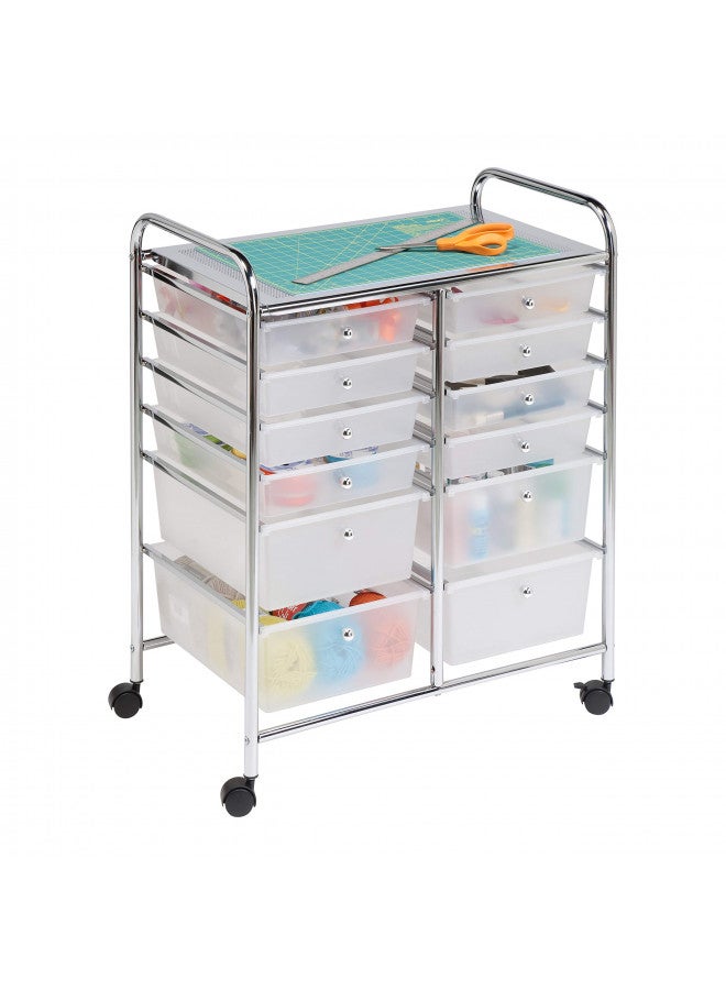Honey Can Do Honey-Can-Do Rolling Storage Cart and Organizer with 12 Plastic Drawers - Image 1