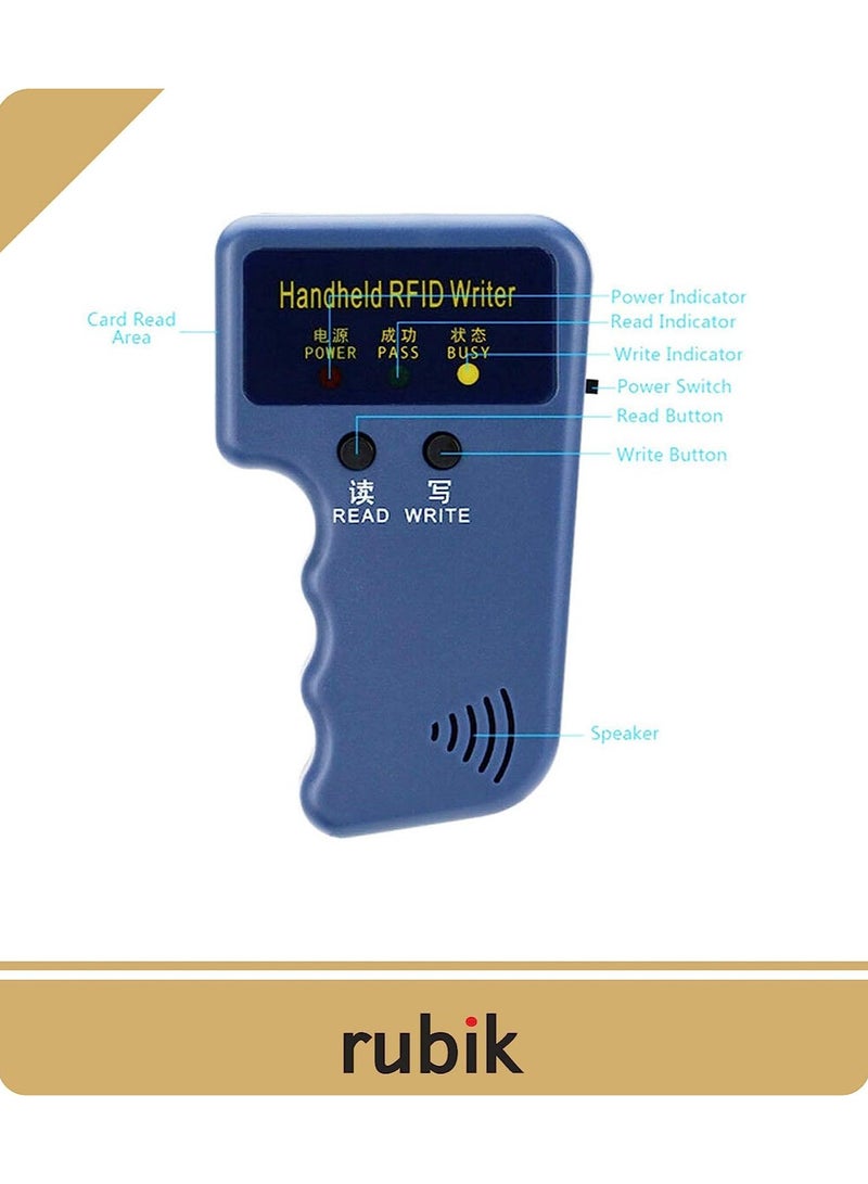 Rubik 125 KHz Handheld RFID ID Card Copier/Reader/Writer Duplicator Programmer with Writable 6pcs T5577 125khz ID Access Cards and 6pcs Keychains Tags  - Image 3