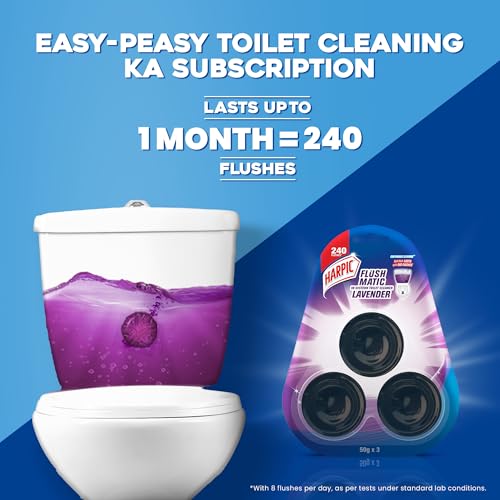 Harpic 150 gm - Lavender, Flushmatic In-Cistern Toilet Cleaner Blocks | Toilet Flush Cleaner Balls - Image 2