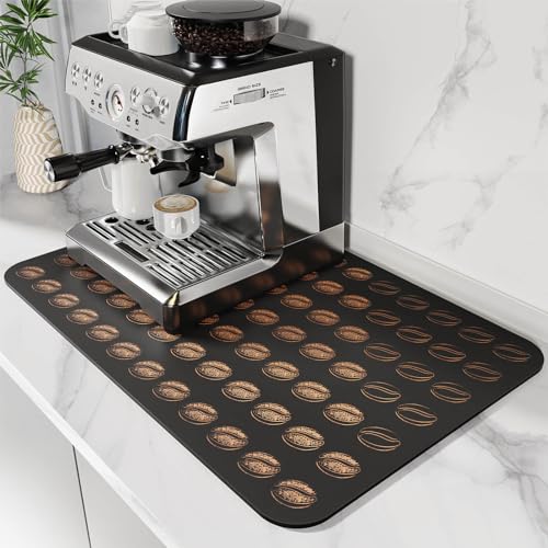 DK177 Coffee Mat Dish Drying Mat for Kitchen Counter Hide Stain Absorbent with Waterproof Rubber Backing Fit Kitchen Dish Rack Bar Accessories 315 x 17