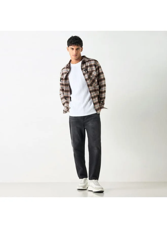 Lee Cooper Lee Cooper Textured Oversized T-shirt with Short Sleeves